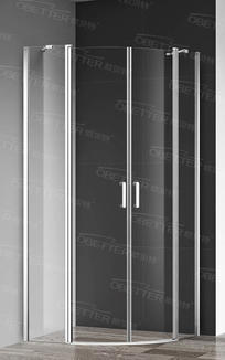 How is the transparency of the glass balanced with privacy considerations in quadrant shower enclosures?