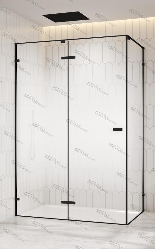 OBT-7403-black Corner entry shower enclosure